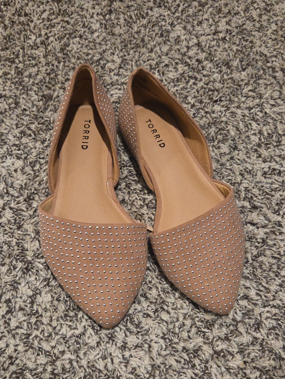 Torrid Tan D'Orsay Pointed Flats with Silver Rhinestones